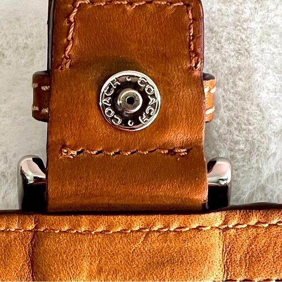 Coach Wristlet Brown Jacquard Signature Two Pockets Buckle Front - Picture 9 of 16